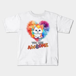 Fluffy: "You are awsome" collorful, cute, furry animals Kids T-Shirt